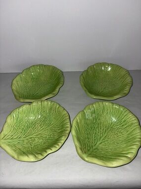Vintage HCM Ceramic Cabbage Lettuce Leaf Salad Bowls  6.75” set of 4